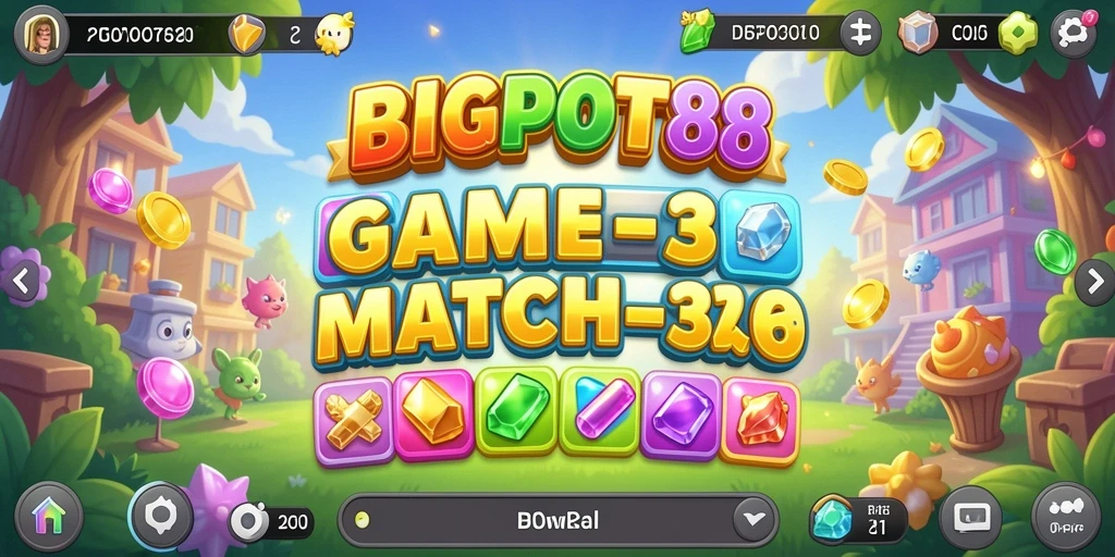 Screenshot utama BIGPOT88 menunjukkan keseruan gameplay Match-3.