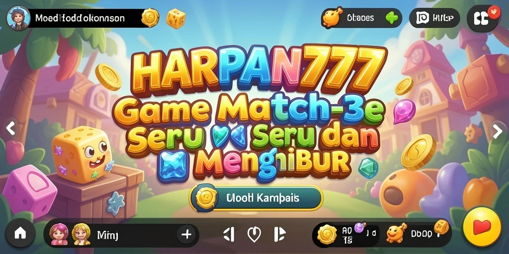 Screenshot utama HARAPAN777 menampilkan gameplay Match-3 yang seru.