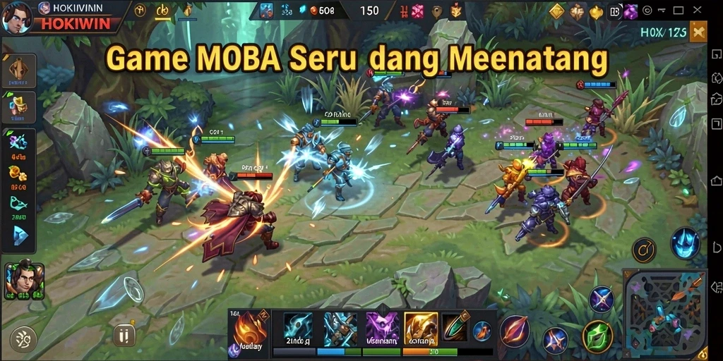 Gameplay seru HOKIWIN dengan pertarungan epik antar pahlawan.