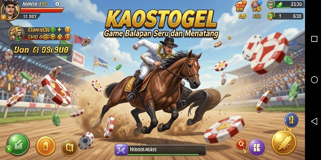 Gameplay seru KAOSTOGEL dengan trek balapan yang menantang.