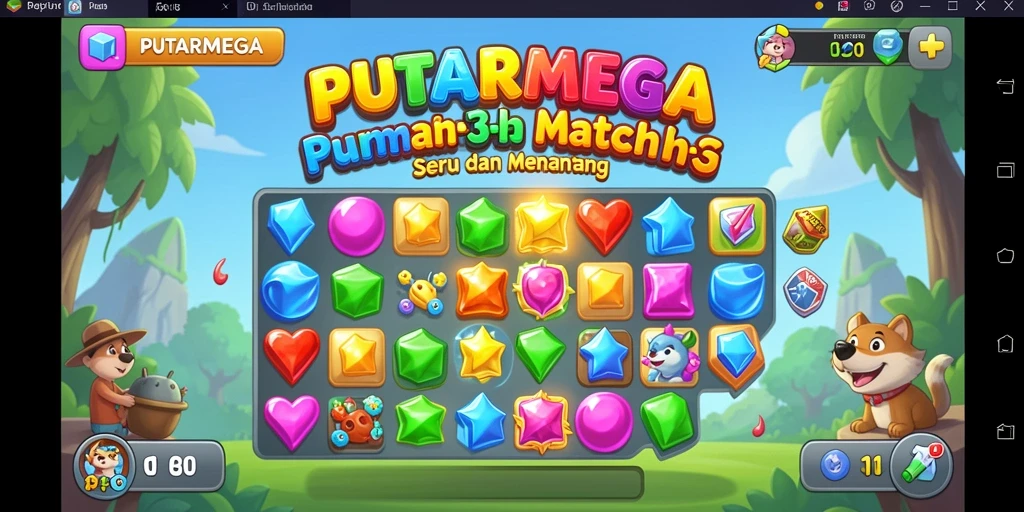 Tampilan gameplay PUTARMEGA dengan aksi mencocokkan yang seru.