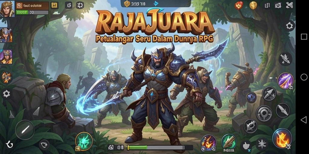 Tangkapan layar dari gameplay seru RAJAJUARA dengan pertempuran RPG.