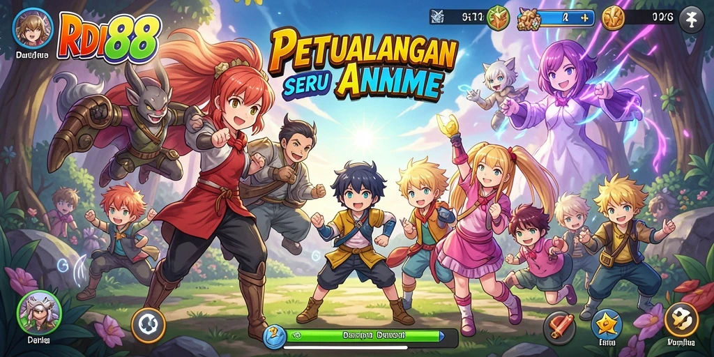 Screenshot dari gameplay RDI88 menunjukkan karakter anime dalam aksi.