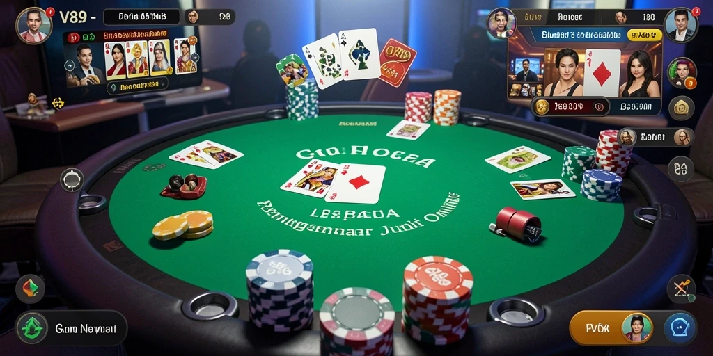 Tampilan gameplay V89 yang menarik dengan aksi Poker seru.
